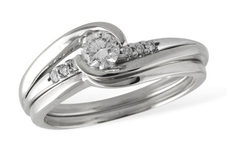 Allison Kaufman Diamond Bridal Set in 14K White Gold, 0.30 ctw