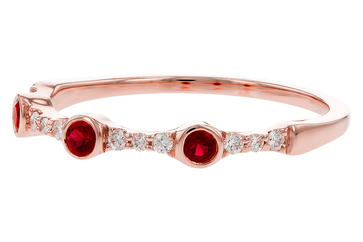 Allison Kaufman Ruby & Diamond Wedding Band in 14K Rose Gold, 0.24 ctw (W2627), alternate view