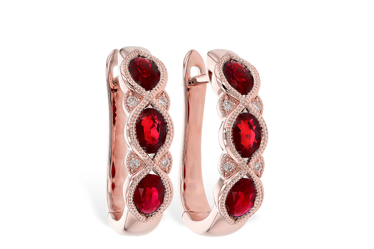 Allison Kaufman Ruby & Diamond Earrings in 14K Rose Gold, 1.25 ctw
