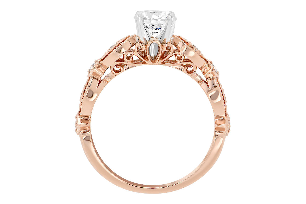 Allison Kaufman Diamond Engagement Ring Semi-Mount in 14K Rose Gold, 0.12 ctw (L7727), alternate view