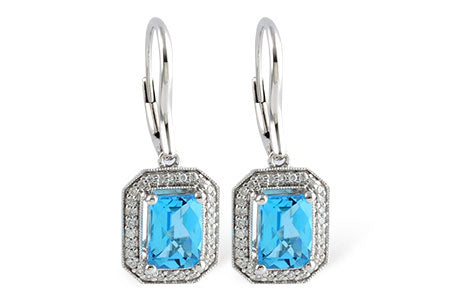 Allison Kaufman Blue Topaz & Diamond Earrings in 14K White Gold, 2.36 ctw