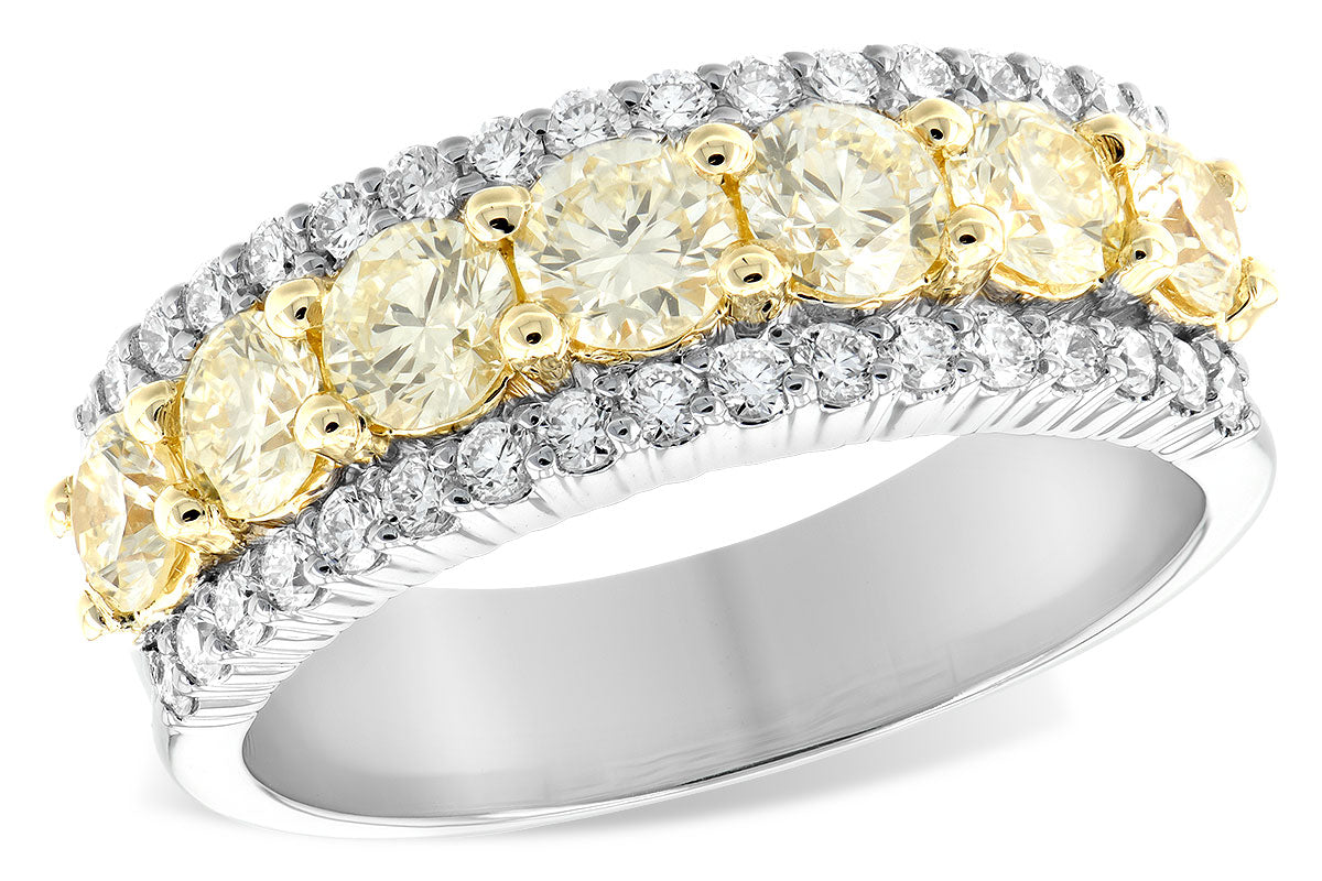 Allison Kaufman Yellow Diamond Wedding Band in 14K Two-Tone Gold, 1.64 ctw