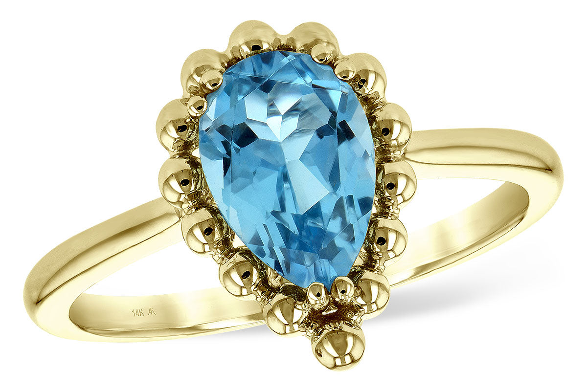 Allison Kaufman Blue Topaz Ring in 14K Yellow Gold, 1.55 ctw