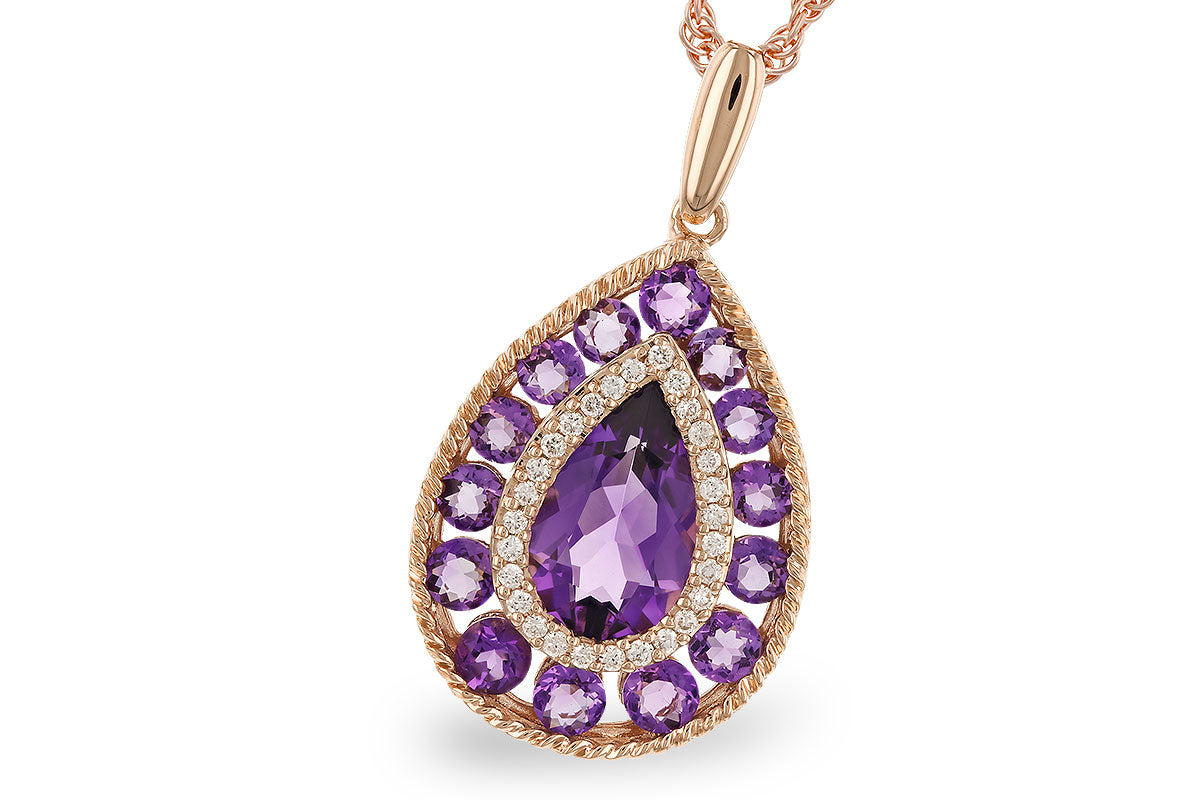 Allison Kaufman Amethyst & Diamond Necklace in 14K Rose Gold, 2.05 ctw