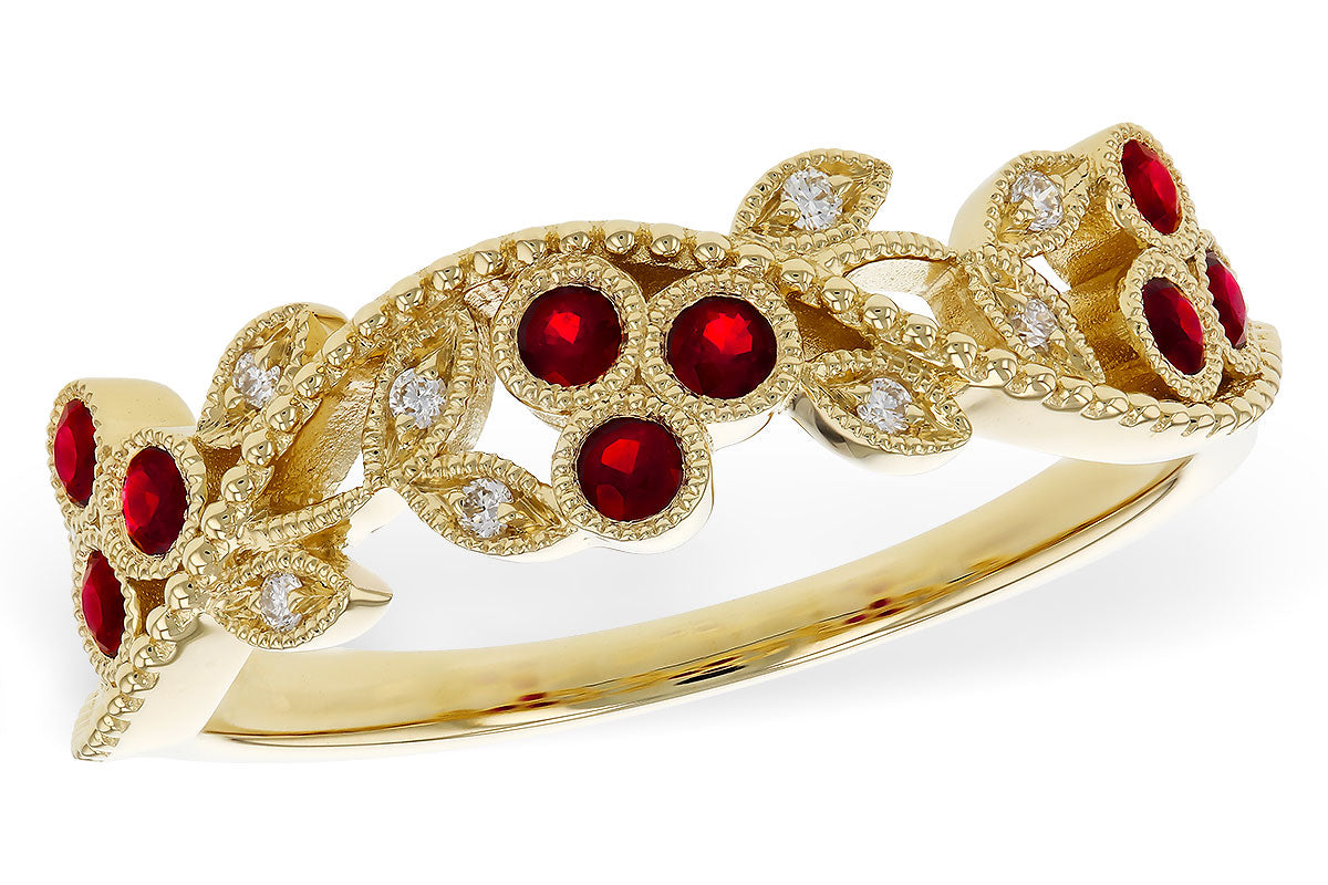 Allison Kaufman Ruby & Diamond Wedding Band in 14K Yellow Gold, 0.28 ctw