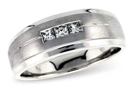 Allison Kaufman Princess-Cut Diamond Men's Wedding Band in 14K White Gold, 0.31 ctw