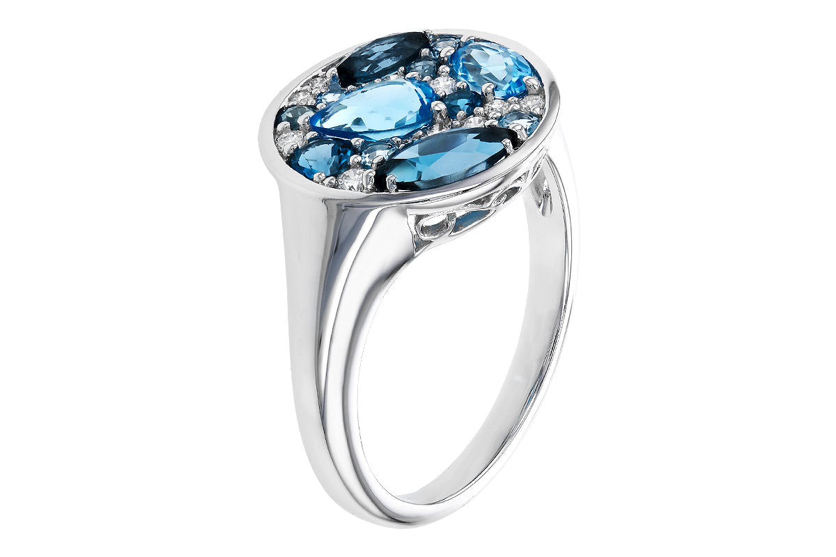 Allison Kaufman Blue Topaz & Diamond Ring in 14K White Gold, 1.96 ctw, alternate view
