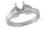 Allison Kaufman Baguette Diamond Engagement Ring Semi-Mount in 14K White Gold, 0.25 ctw