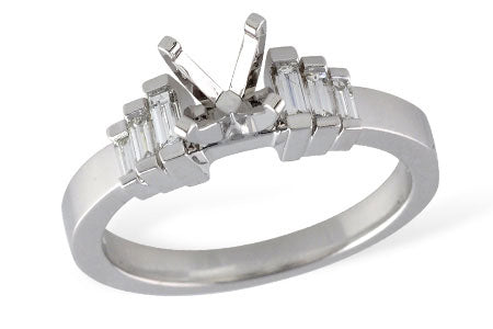Allison Kaufman Baguette Diamond Engagement Ring Semi-Mount in 14K White Gold, 0.25 ctw
