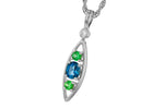 Allison Kaufman London Blue Topaz, Green Garnet & Diamond Necklace in 14K White Gold, 0.58 ctw, alternate view