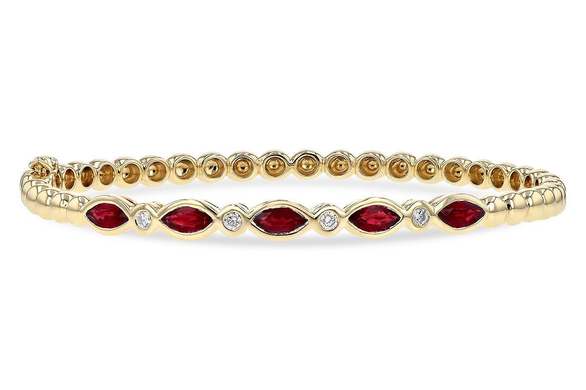 Allison Kaufman Ruby & Diamond Bangle Bracelet in 14K Yellow Gold, 1.63 ctw