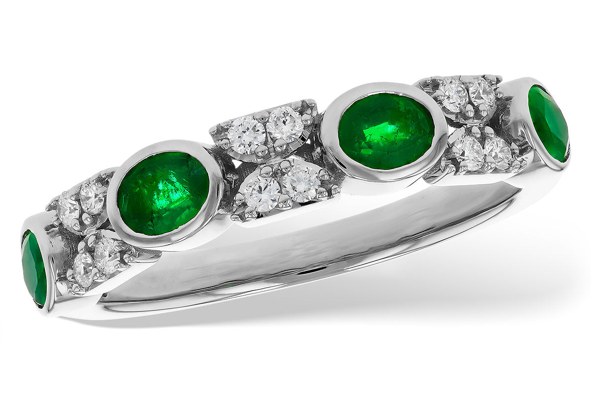 Allison Kaufman Emerald & Diamond Wedding Band in 14K White Gold, 0.68 ctw