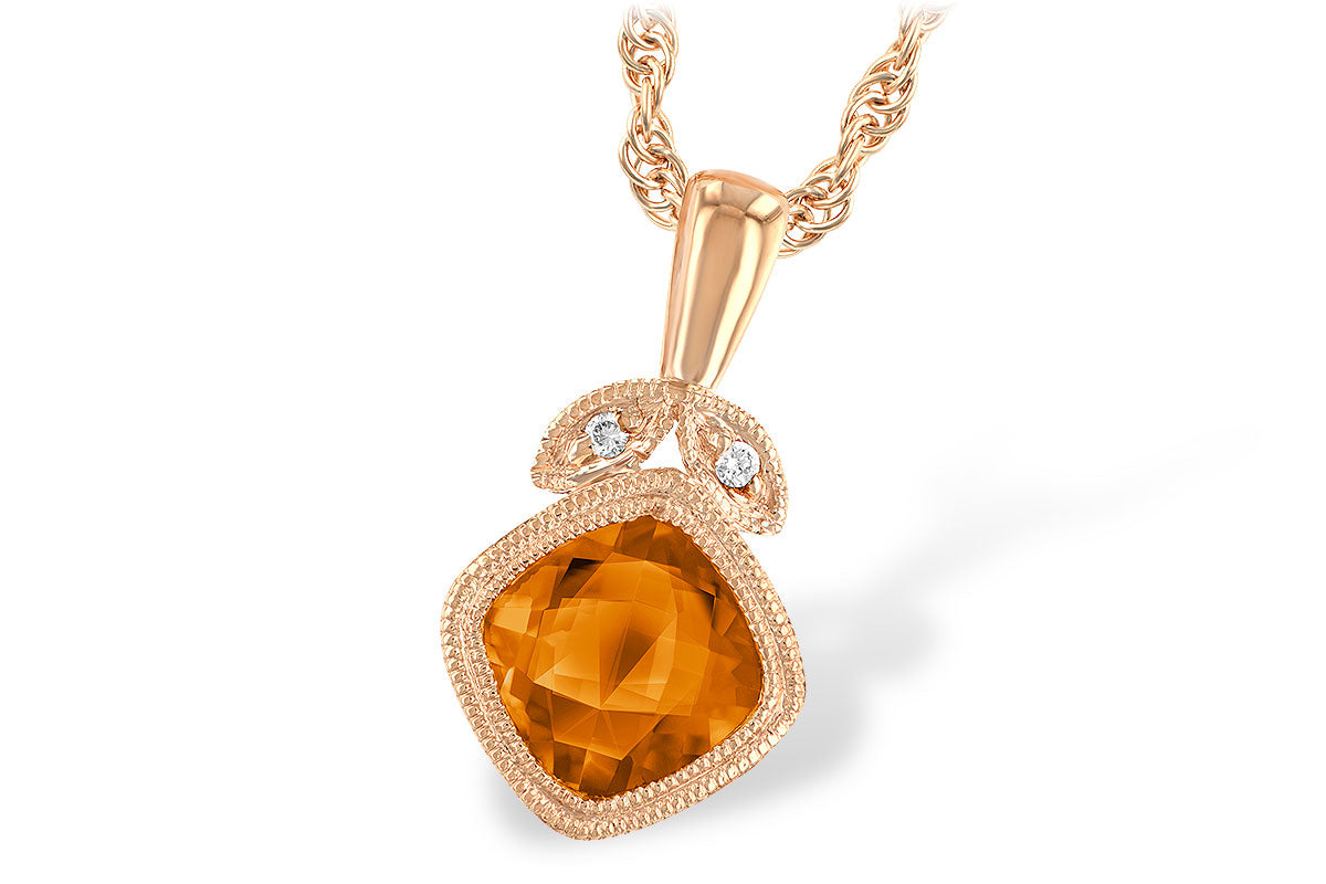 Allison Kaufman Citrine & Diamond Necklace in 14K Rose Gold, 0.91 ctw