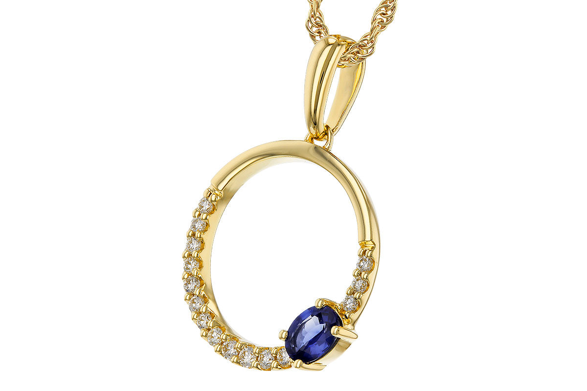 Allison Kaufman Sapphire & Diamond Necklace in 14K Yellow Gold, 0.43 ctw, alternate view