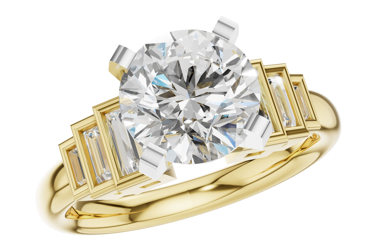 Allison Kaufman Baguette Diamond Engagement Ring Semi-Mount in 14K Yellow Gold, 0.26 ctw