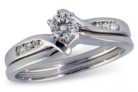 Allison Kaufman Diamond Bridal Set in 14K White Gold, 0.30 ctw