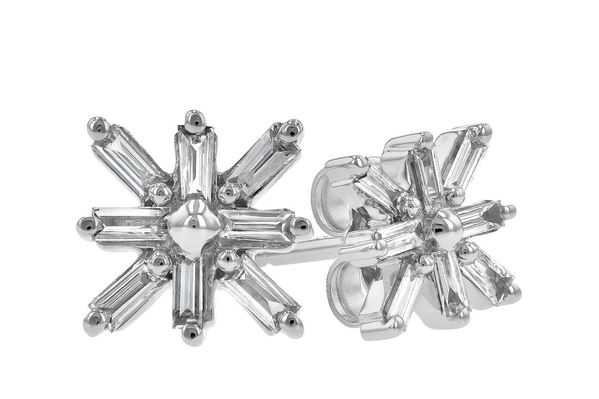 Allison Kaufman Baguette Diamond Earrings in 14K White Gold, 0.22 ctw, alternate view