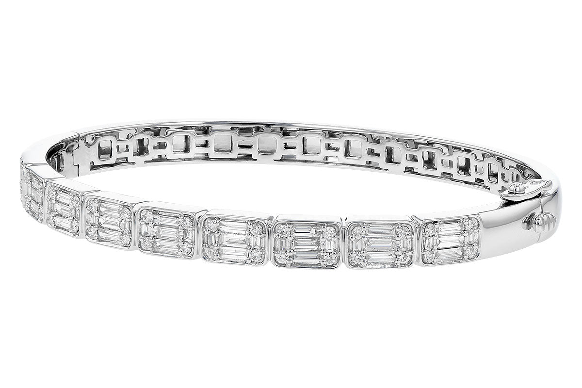 Allison Kaufman Baguette Diamond Bangle Bracelet in 14K White Gold, 1.25 ctw, alternate view