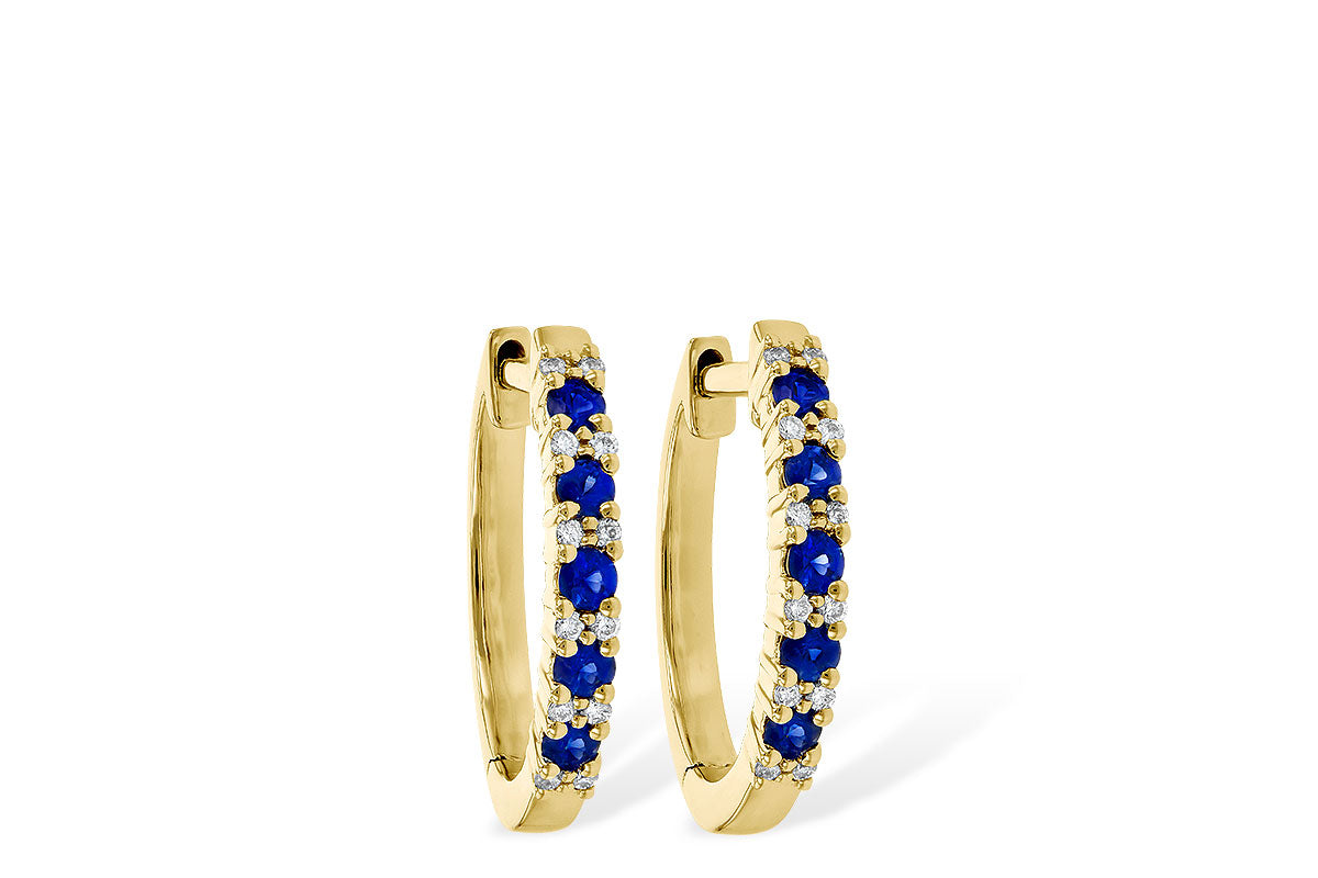 Allison Kaufman Sapphire & Diamond Earrings in 14K Yellow Gold, 0.30 ctw