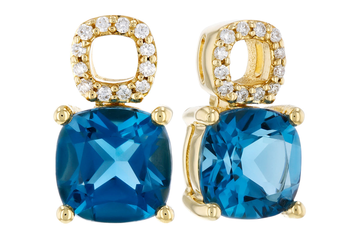 Allison Kaufman London Blue Topaz & Diamond Earrings in 14K Yellow Gold, 1.98 ctw