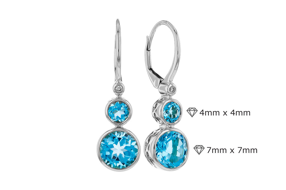Allison Kaufman Blue Topaz & Diamond Earrings in 14K White Gold, 3.27 ctw, alternate view
