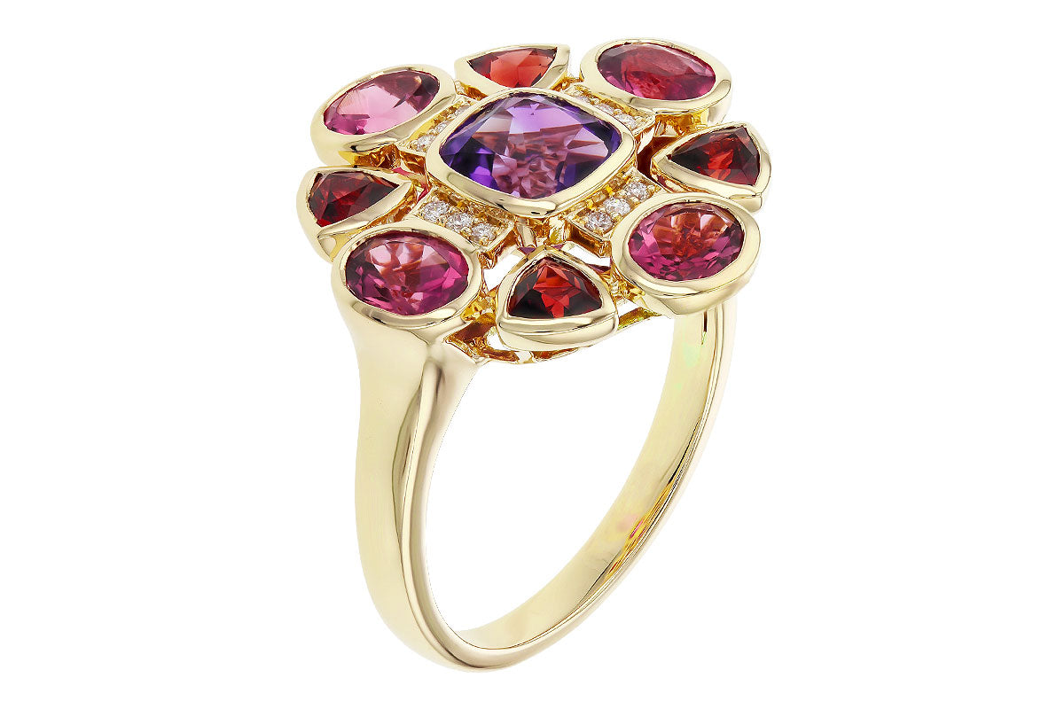 Allison Kaufman Multi-Gemstone & Diamond Ring in 14K Yellow Gold, 2.82 ctw, alternate view