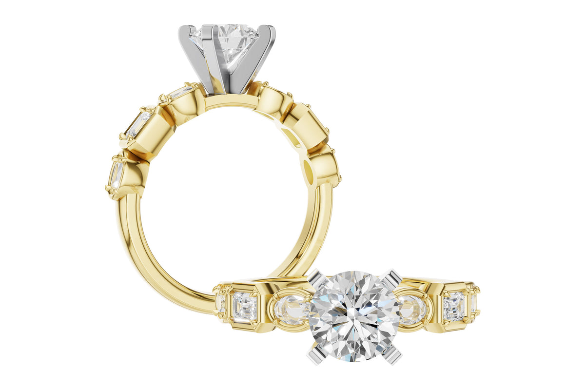 Allison Kaufman Fancy-Cut Diamond Engagement Ring Semi-Mount in 14K Yellow Gold, 0.45 ctw, alternate view