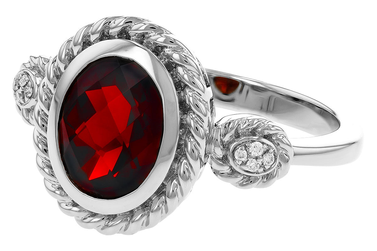 Allison Kaufman Garnet & Diamond Ring in 14K White Gold, 2.12 ctw, alternate view