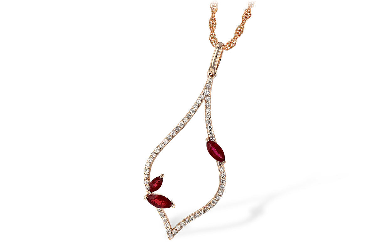 Allison Kaufman Ruby & Diamond Necklace in 14K Rose Gold, 0.56 ctw