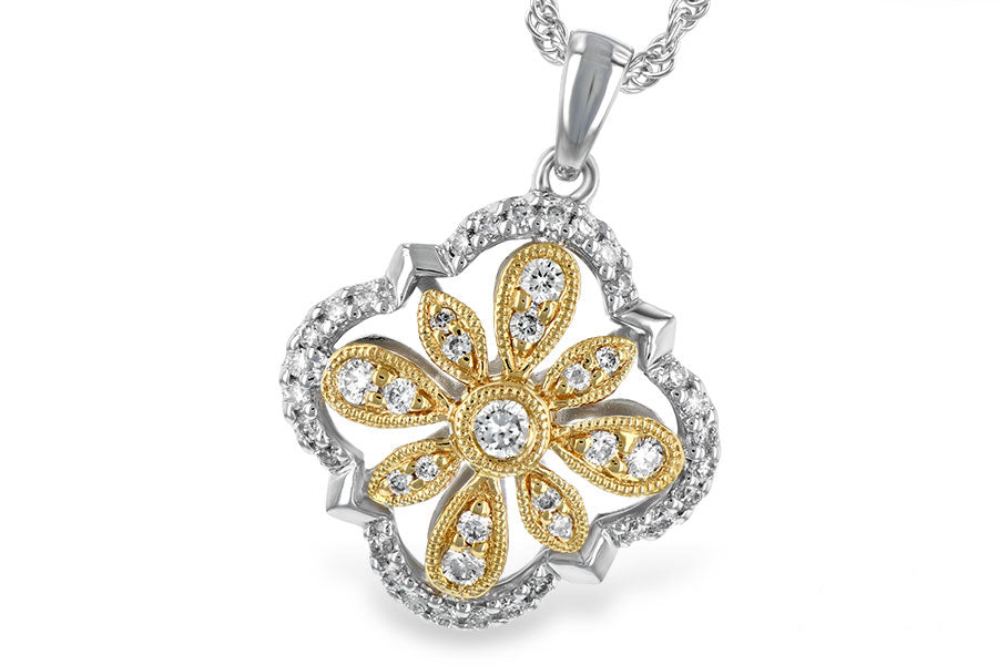 Allison Kaufman Diamond Necklace in 14K Two-Tone Gold, 0.30 ctw