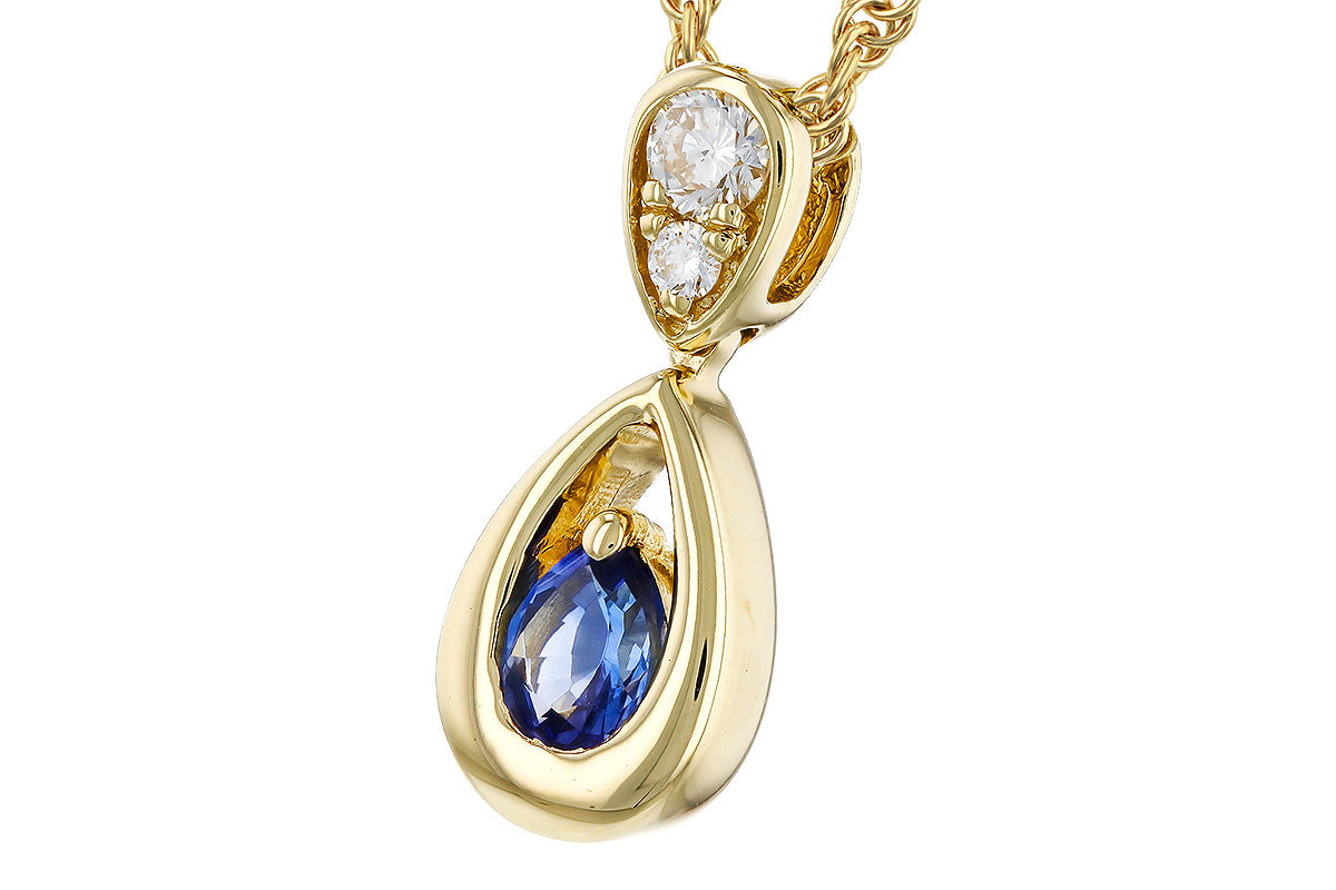 Allison Kaufman Sapphire & Diamond Necklace in 14K Yellow Gold, 0.27 ctw, alternate view