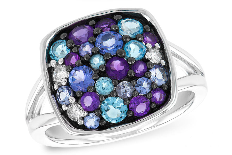 Allison Kaufman Multi-Gemstone & Diamond Ring in 14K White Gold, 1.19 ctw