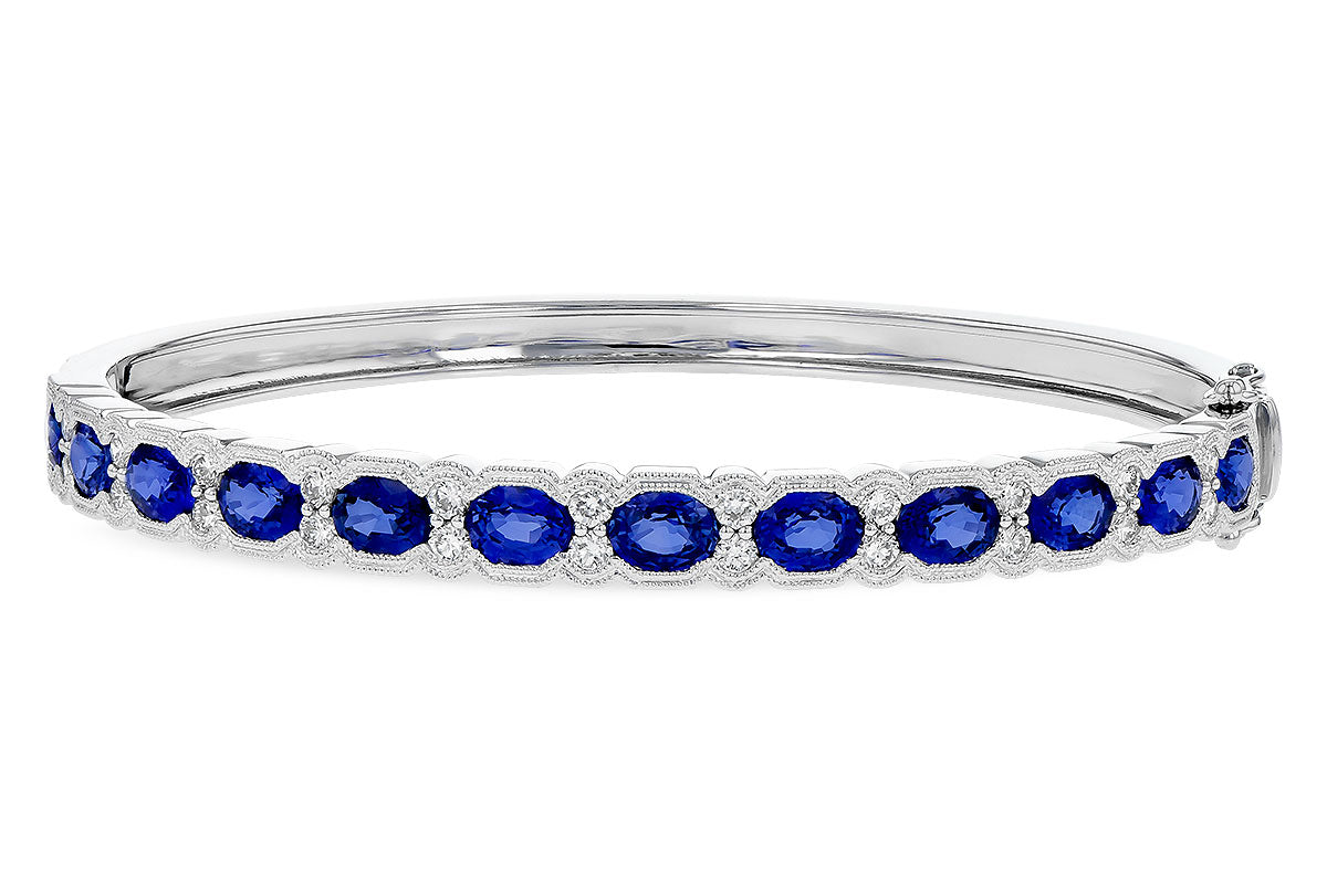 Allison Kaufman Sapphire & Diamond Bangle Bracelet in 14K White Gold, 6.20 ctw