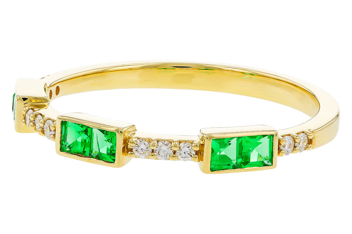 Allison Kaufman Emerald & Diamond Wedding Band in 14K Yellow Gold, 0.30 ctw, alternate view