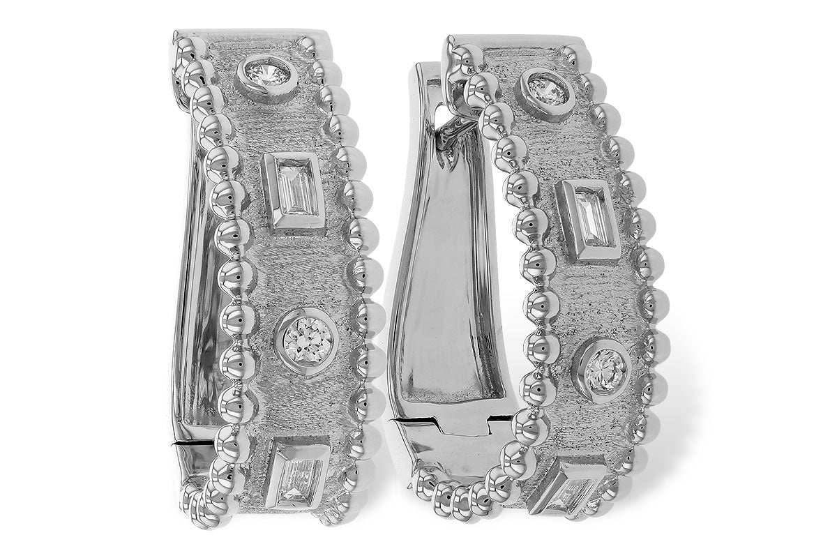 Allison Kaufman Baguette Diamond Earrings in 14K White Gold, 0.18 ctw