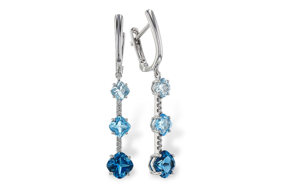 Allison Kaufman Blue Topaz & Diamond Earrings in 14K White Gold, 2.45 ctw