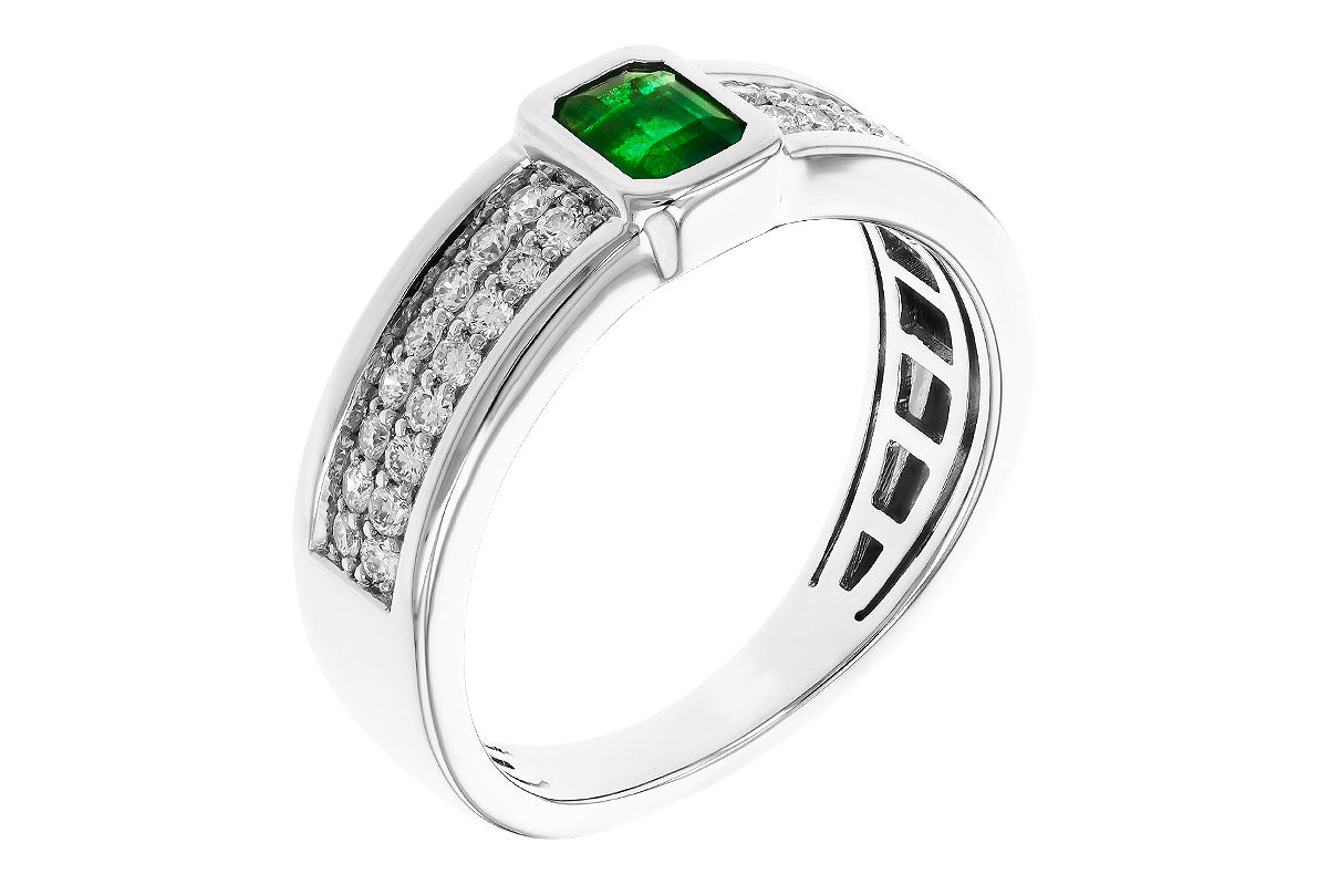 Allison Kaufman Emerald & Diamond Ring in 14K White Gold, 0.75 ctw, alternate view