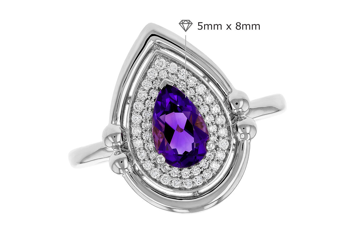 Allison Kaufman Amethyst & Diamond Ring in 14K White Gold, 0.86 ctw, alternate view