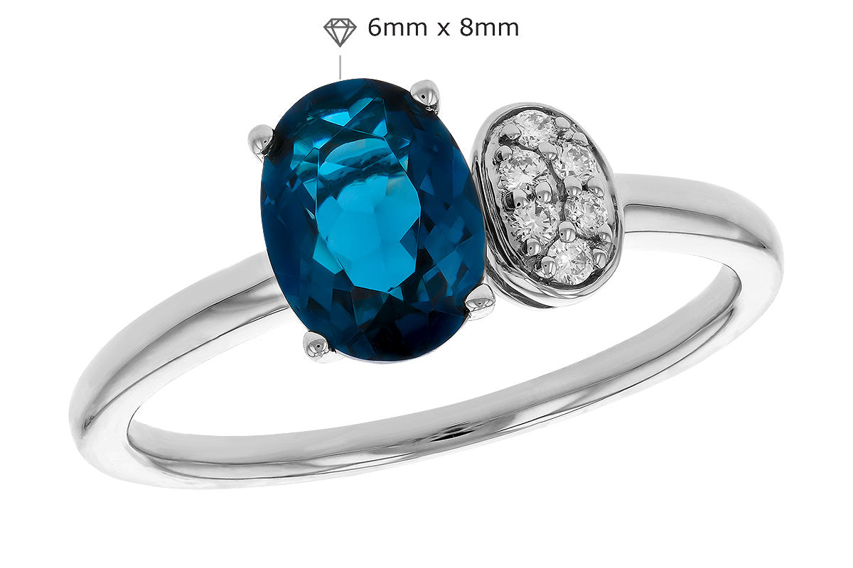 Allison Kaufman London Blue Topaz & Diamond Ring in 14K White Gold, 1.30 ctw, alternate view