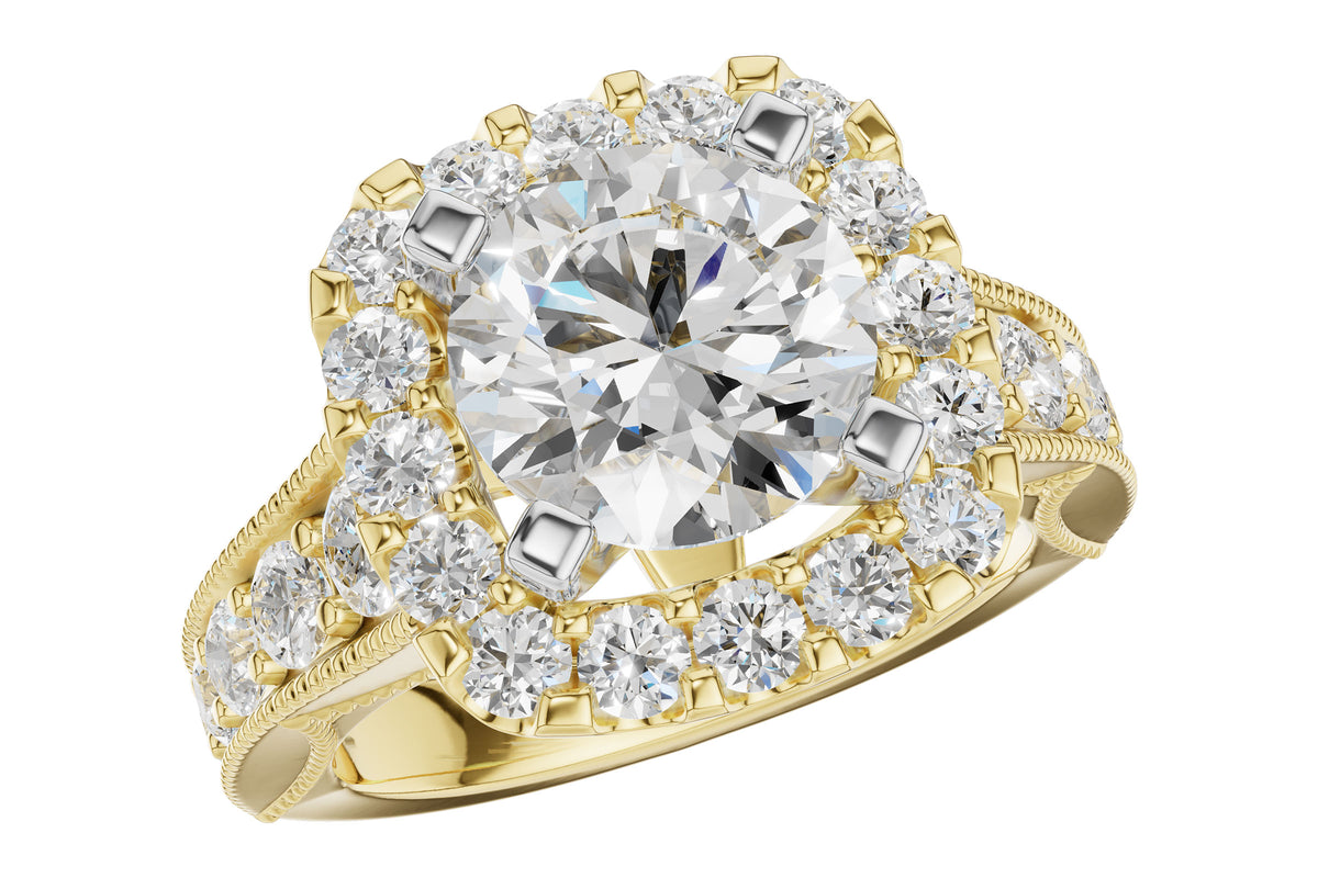 Allison Kaufman Diamond Engagement Ring Semi-Mount in 14K Yellow Gold, 1.30 ctw