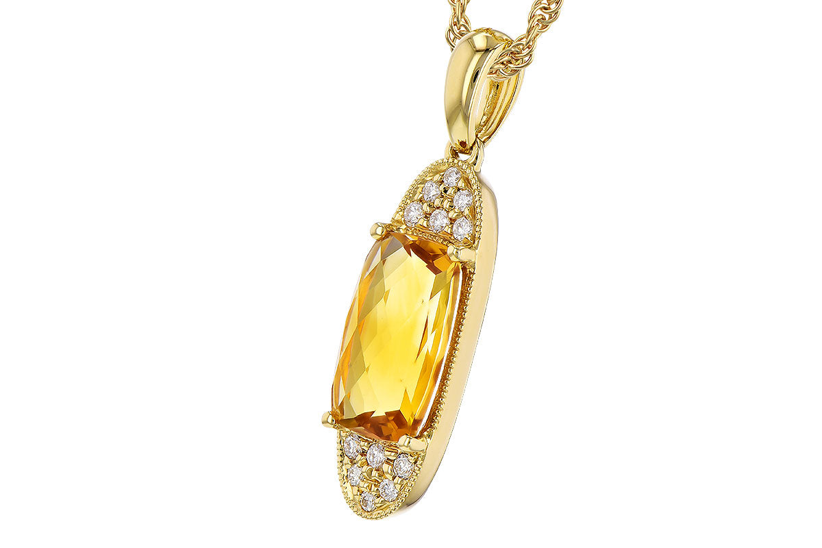Allison Kaufman Citrine & Diamond Necklace in 14K Yellow Gold, 1.70 ctw, alternate view