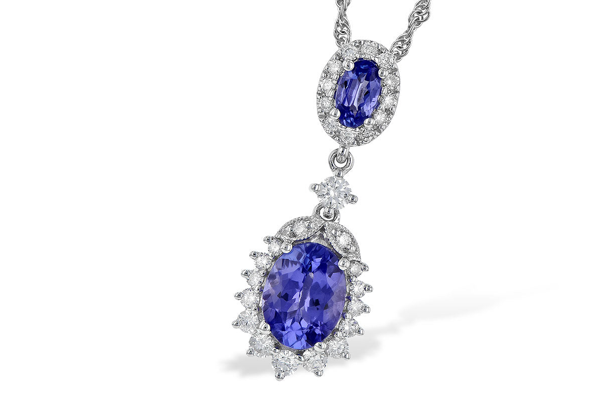 Allison Kaufman Tanzanite & Diamond Necklace in 14K White Gold, 1.60 ctw