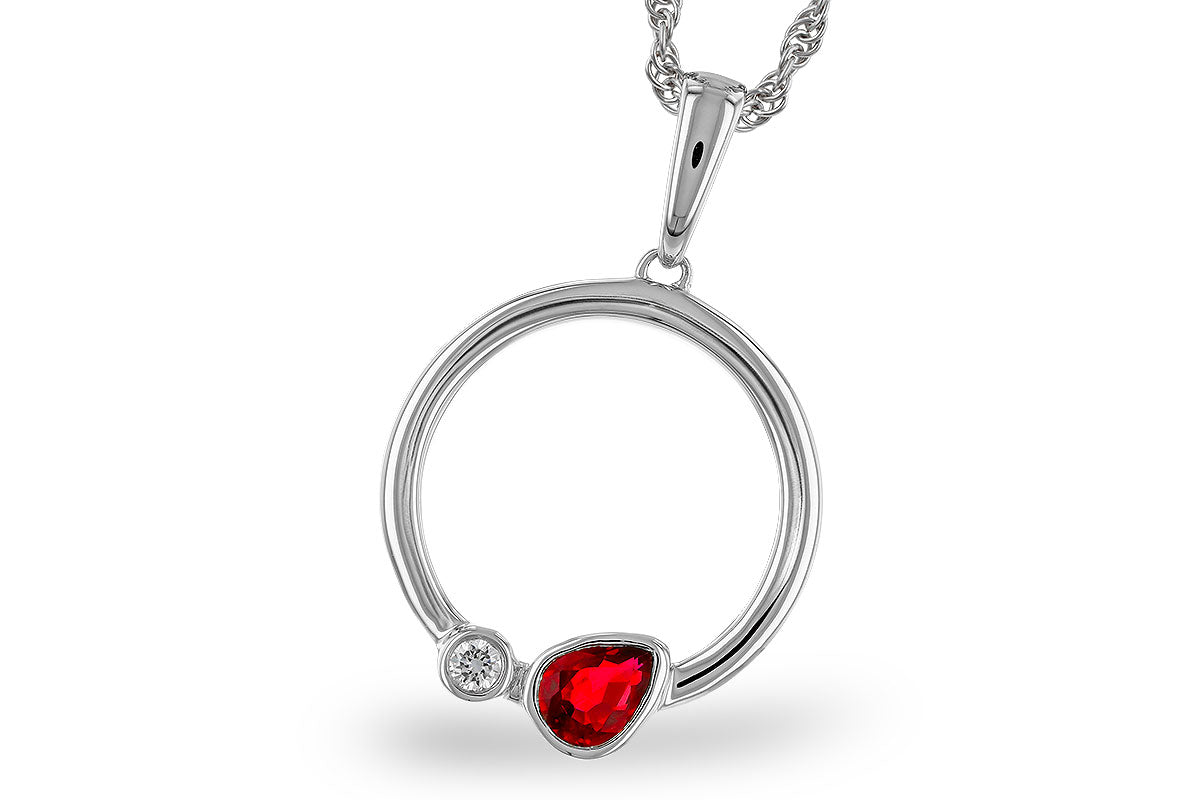 Allison Kaufman Ruby & Diamond Necklace in 14K White Gold, 0.26 ctw (N8582)