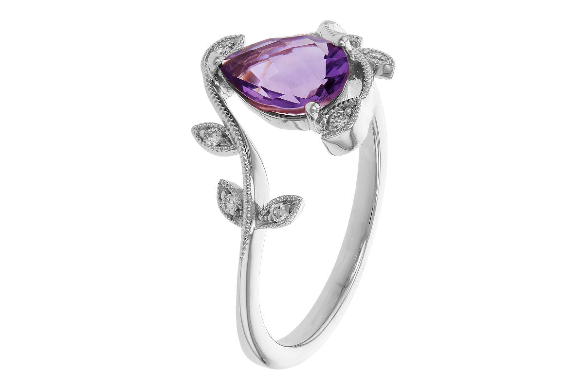 Allison Kaufman Amethyst & Diamond Ring in 14K White Gold, 0.94 ctw, alternate view