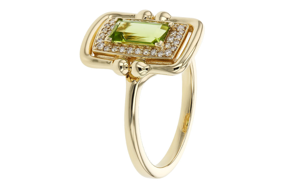 Allison Kaufman Peridot & Diamond Ring in 14K Yellow Gold, 0.84 ctw, alternate view
