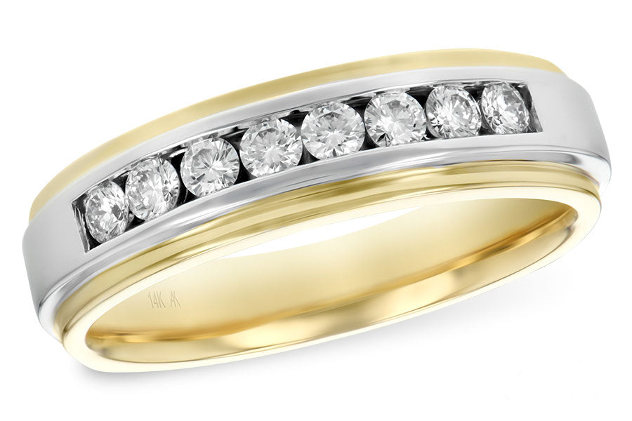Allison Kaufman Diamond Men's Wedding Band in 14K Yellow Gold, 0.50 ctw