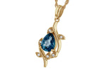 Allison Kaufman London Blue Topaz & Diamond Necklace in 14K Yellow Gold, 1.25 ctw, alternate view