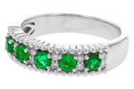 Allison Kaufman Emerald & Diamond Wedding Band in 14K White Gold, 0.60 ctw, alternate view