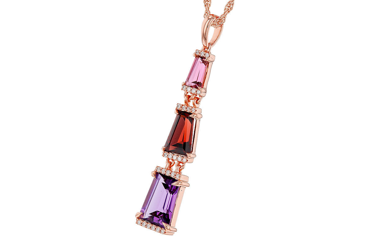Allison Kaufman Multi-Gemstone & Diamond Necklace in 14K Rose Gold, 2.37 ctw, alternate view