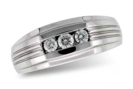 Allison Kaufman Diamond Men's Wedding Band in 14K White Gold, 0.26 ctw